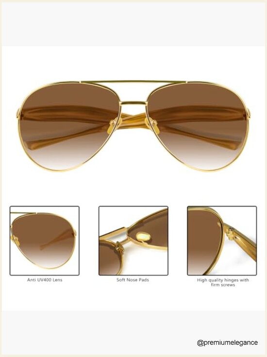 Retro Gold Oversized Metal Aviator Sunglasses UV Protection main image 4